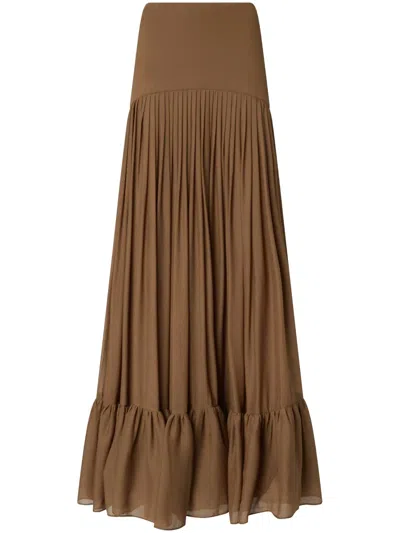 Pinko Ruffle-detailing Skirt In Braun