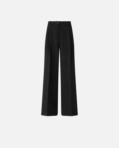 Pinko High-waisted Palazzo Trousers In Flowing Fabric In Black