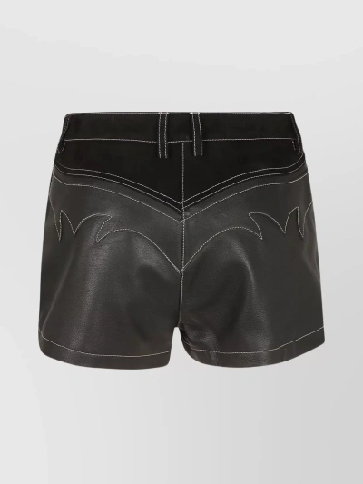Pinko Ring-detailing Leather Mini Shorts In Black