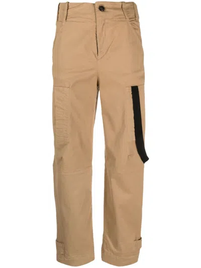 Pinko High-waisted Straight-leg Cotton Trousers In Nude