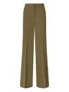 Pinko High-waisted Tailored Olive Green Trousers With Pressed Creases In Green