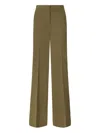 Pinko High-waisted Tailored Olive Green Trousers With Pressed Creases In Green