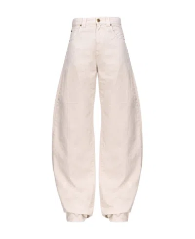 Pinko Egg-fit Gabardine Jeans In Beige-pierre Ponce