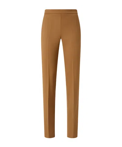 Pinko High-waisted Textured Wool Trousers In Brown