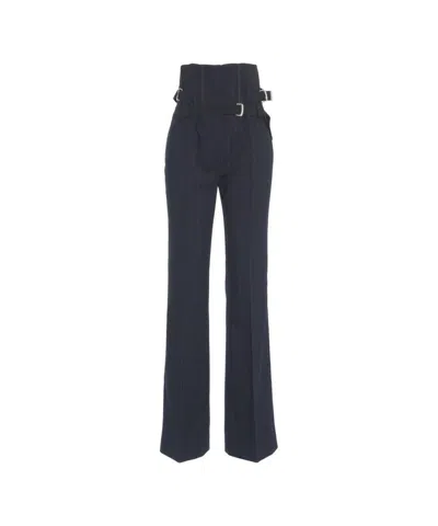 Pinko High-waisted Trousers With Tailored Fit And Pinstripe Pattern In Blue