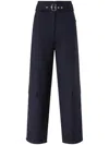Pinko Grey 'piove' Trousers With Belt And Pockets In Blue