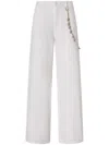 Pinko Wide-leg Jeans With Chain Detail In White