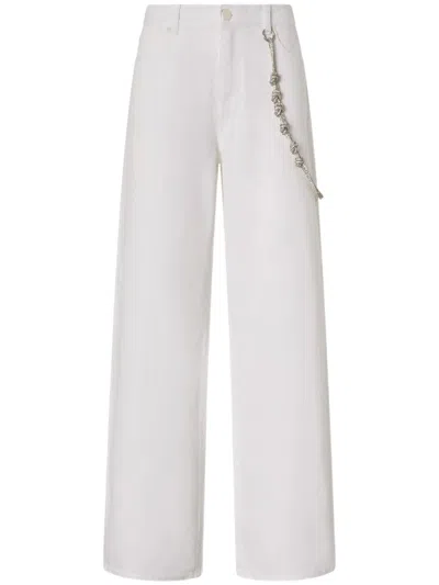 Pinko High-waisted Wide Leg Jeans In White