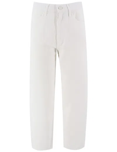 Pinko High-waisted Wide Leg Jeans With Classic Five-pocket Styling In White