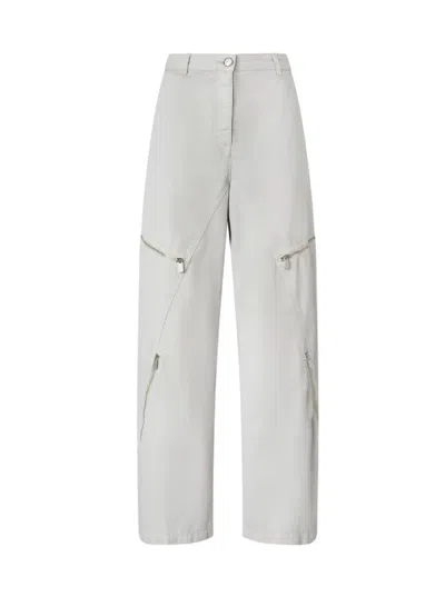 Pinko High-waisted Wide-leg Pants With Zippered Pockets In Gray