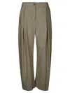 Pinko High-waisted Wide-leg Trousers With Front Pleats In Gray