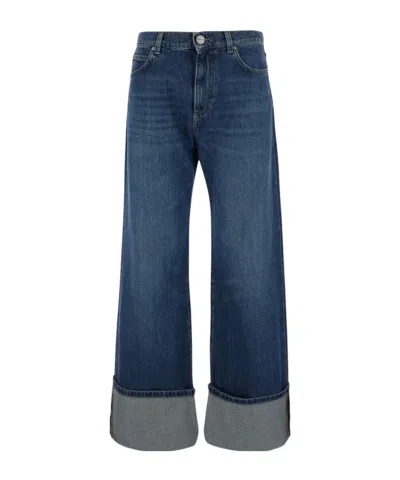 Pinko Turn-up Cuff Love Birds Jeans In Blue