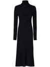 Pinko Robe Longue En Maille Côtelée De Cachemire Mélangé In Black
