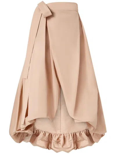 Pinko High-low Hem Mini Skirt With Tie Fastening In Rosa Cammeo