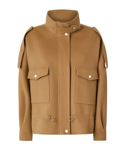 Pinko High-neck Drawstring Hem Jacket In Brown