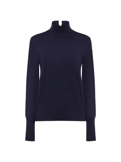 Pinko High-neck Logo-patch Sweater In Blue