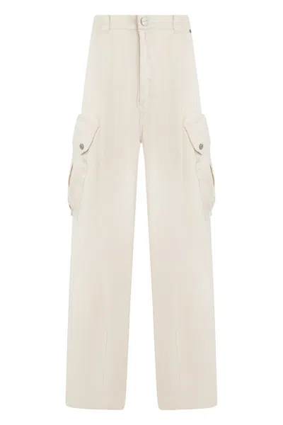 Pinko High-rise Wide-leg Cargo Pants In Panna