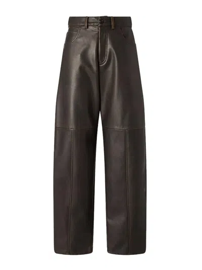 Pinko High-waisted  Faux Leather Papavero Trousers In Brown