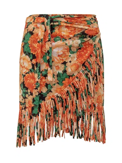 Pinko High-waisted Mini Skirt In Orange