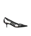 Pinko Black Mid-heel Pumps With Stylish Cutouts And Buckle Detail In Black