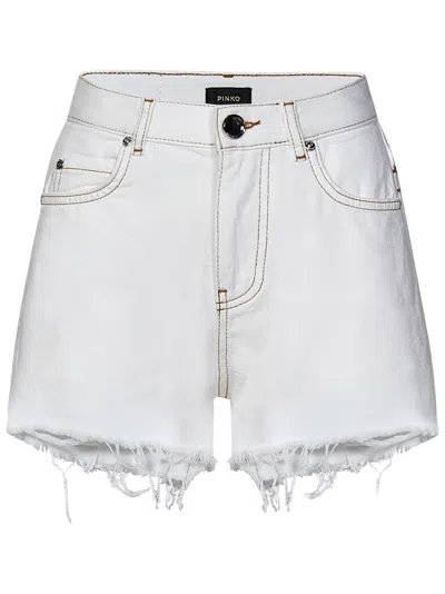 Pinko White Cotton Shorts In Bianco