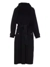 Pinko Hooded Belted Coat In Black