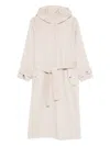 Pinko Hooded Belted Coat In Neutral