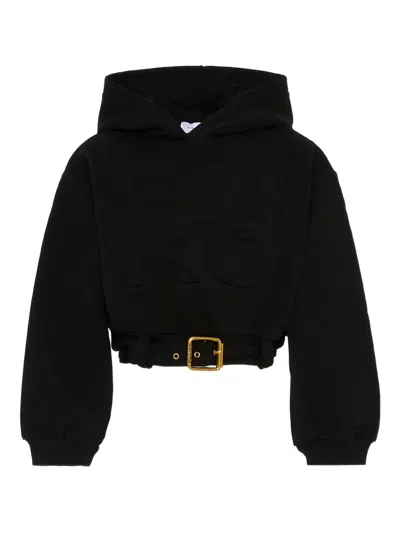 Pinko Kids' Hooded Belted Sweatshirt In Black