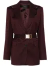 Pinko 'cortez' Bordeaux Jacket With Notched Revers And Removable Hood In Wool Blend Woman In Red