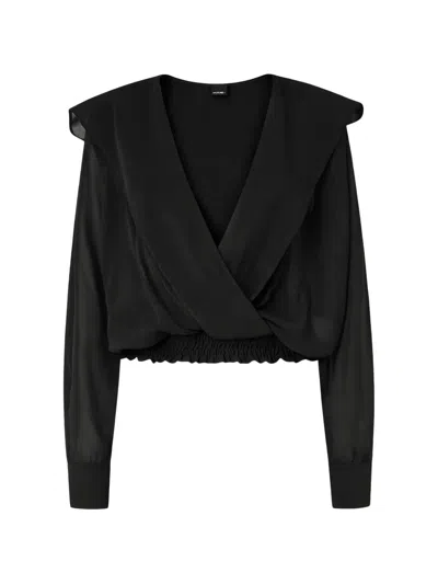 Pinko Hooded Cropped Blouse In Black