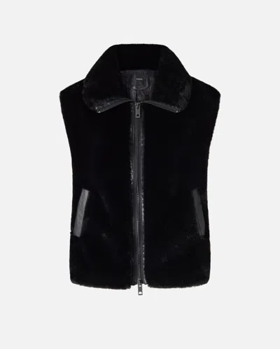 Pinko Hooded Crystal Nylon Down Jacket In Black
