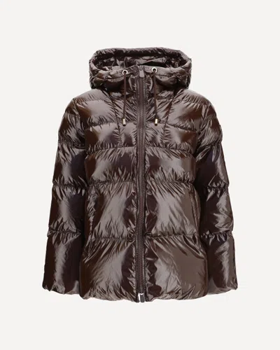 Pinko Hooded Eleodoro Down Jacket In Brown