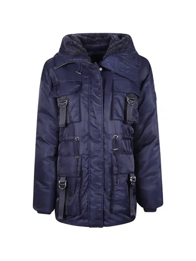 Pinko Hooded Padded Coat In Blue