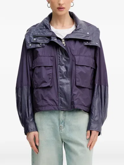 Pinko Hooded Panelled Jacket In Purple