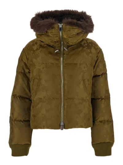 Pinko Hooded Puffer Down Jacket In Green