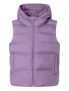 Pinko Hooded Puffer Gilet In Purple