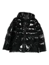 Pinko Oversized Black Puffy Coat With Glossy Finish And Hood In Black