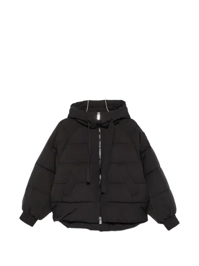 Pinko Hooded Long Sleeve Relaxed Fit Coat In Black