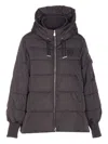 Pinko Puffer Jacket With Hood And Horizontal Quilting In Gray