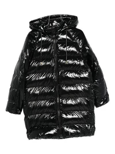 Pinko Hooded-quilted Coat In Black