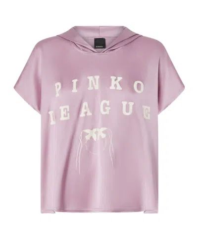 PINKO LOGO-PRINT HOODED BLOUSE