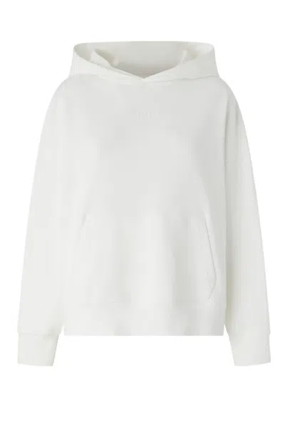 PINKO PINKO HOODED WHITE COTTON MAKAMBA SWEATSHIRT