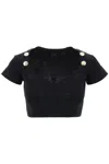 Pinko Black Stretch Knit Hooded Top For Women In Black