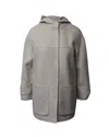 Pinko Hoodie Coat In Cream Polyester In White