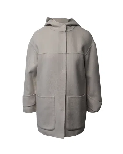 Pinko Hoodie Coat In Cream Polyester In White