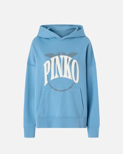 Pinko Hoodie With Logo In Air Blue