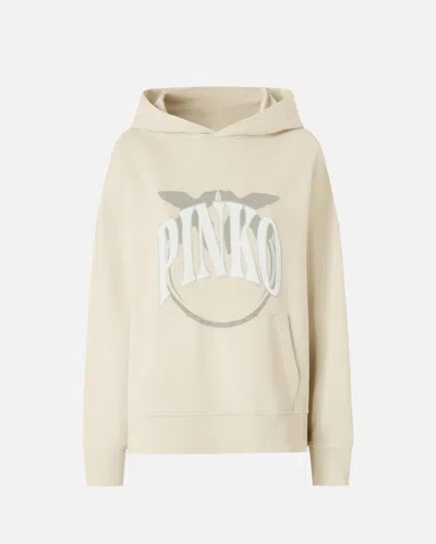 Pinko Hoodie With Logo In G. Maroso Beige