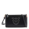 Pinko Horizontal Flat Mini Black Leather Wristlet In Black