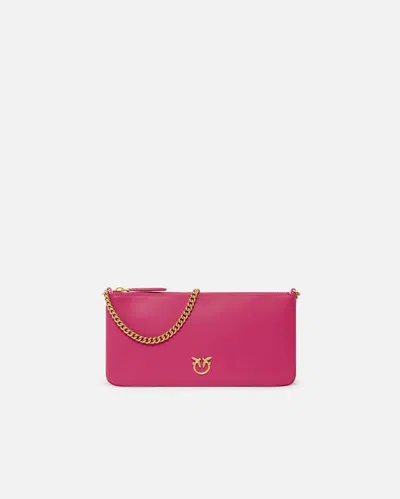 Pinko Horizontal Flat Bag En Cuir In  Pink-antique Gold