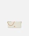 Pinko Horizontal Flat Bag In Leather In White+white-antique Gold